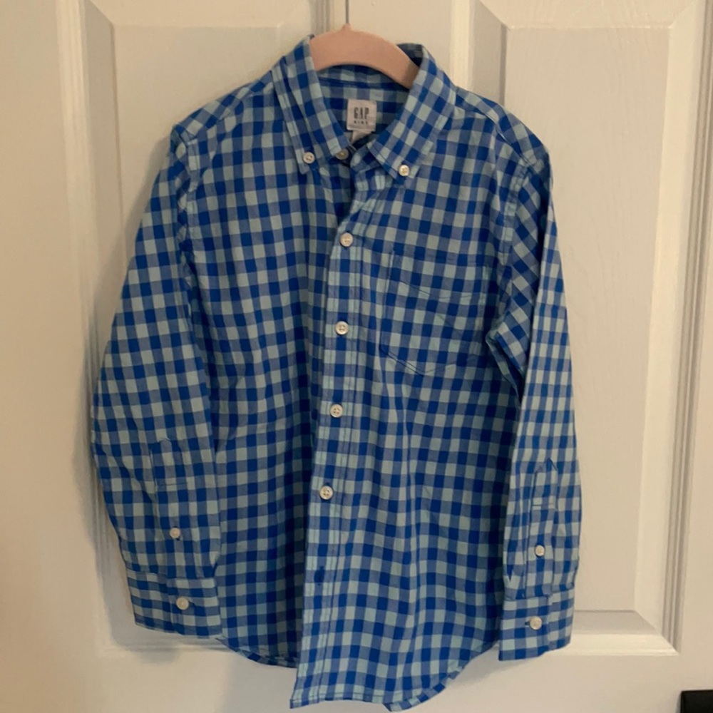 Blue gingham button down Gap LIKE NEW